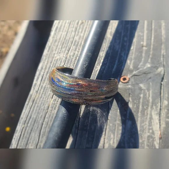 PIER 1 Colorful Art Glass Cuff Bracelete - 2.5" across - Picture 2 of 5